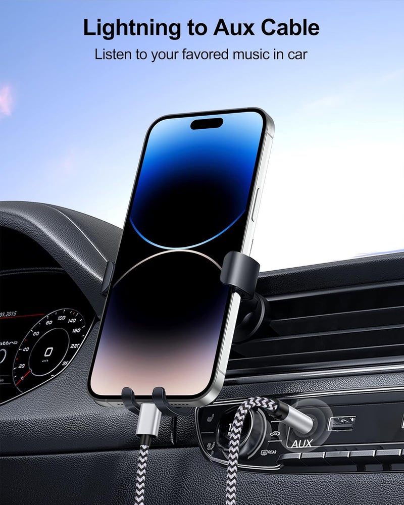 Haoano iPhone Aux Cord, [2pack/3ft] Lightning to 3.5mm Audio Auxiliary Cable for iPhone 14 13 12 11 Pro Max Xs Xr 8 7 Plus, iPad mini, Male to Male Braided Apple Ox Wire for Car Stereo, Speaker, Headphone - Image 4